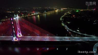 航拍广东潮州大桥建筑景观